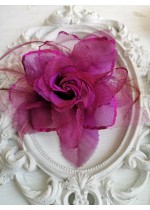 Ръчно изработена роза за коса или брошка цвят тъмно виолетово